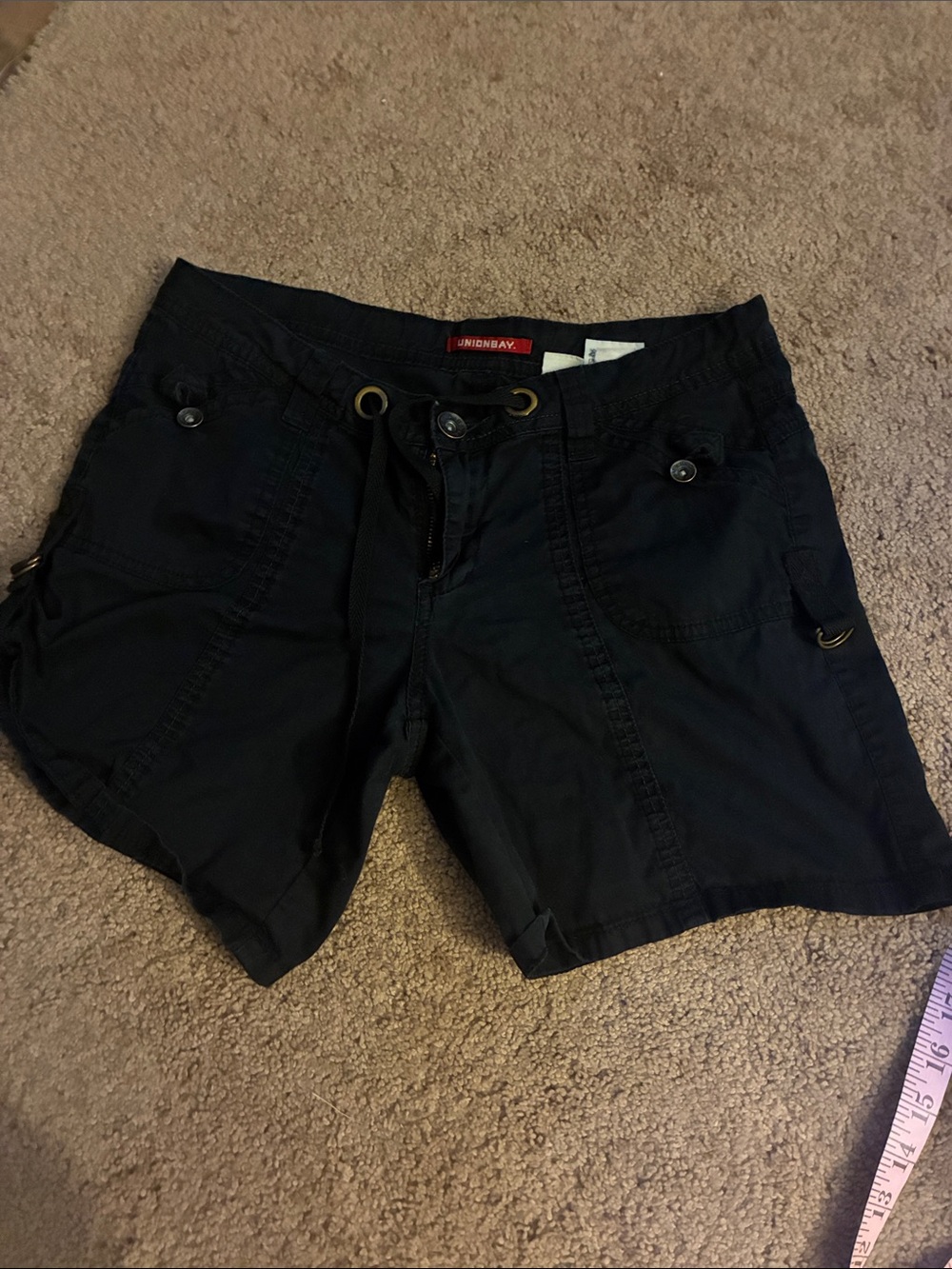 UNIONBAY Black Women's Cargo Drawstring Shorts